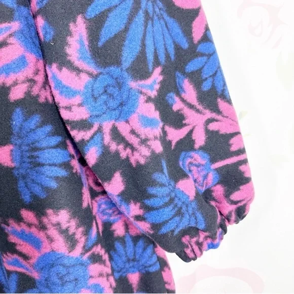 Free People This Love Black and Pink Floral Sherpa lined Coat - Picture 10 of 16